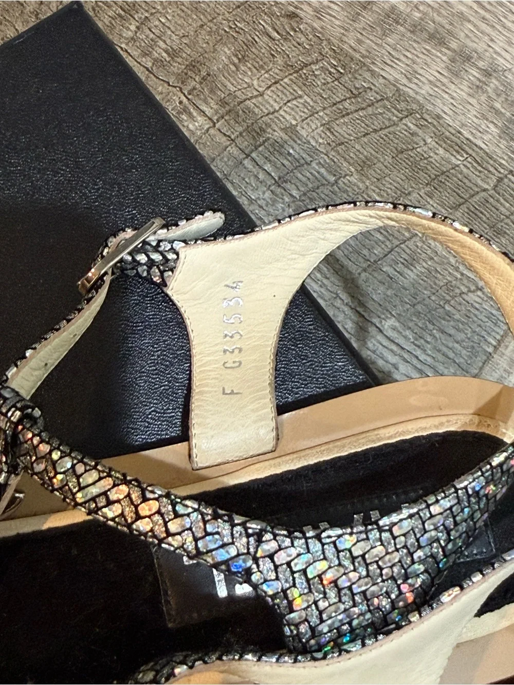 Authentic Chanel Silver/Ivory leather thong sandals